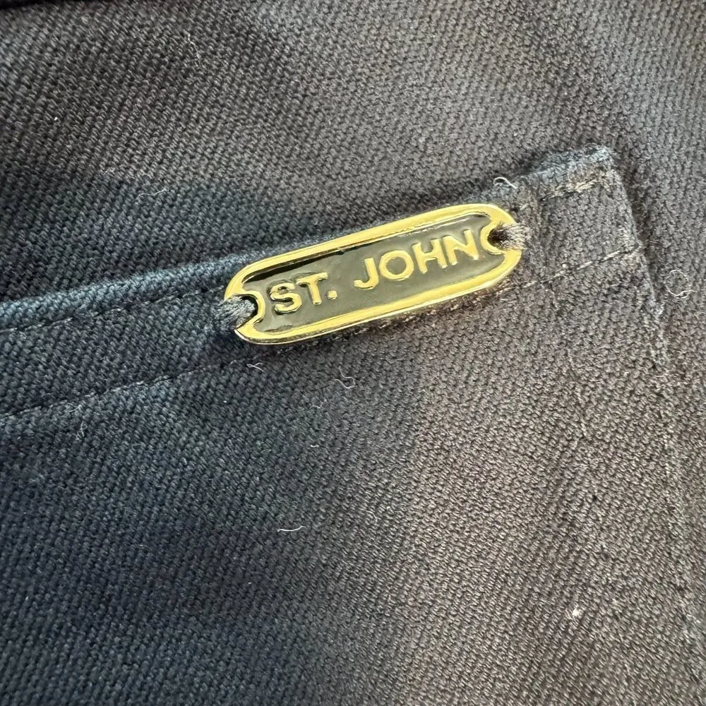 St. John Sport By Marie Grey Black Straight Leg Jeans Stretch, Gold Hardware A32 - Image 5