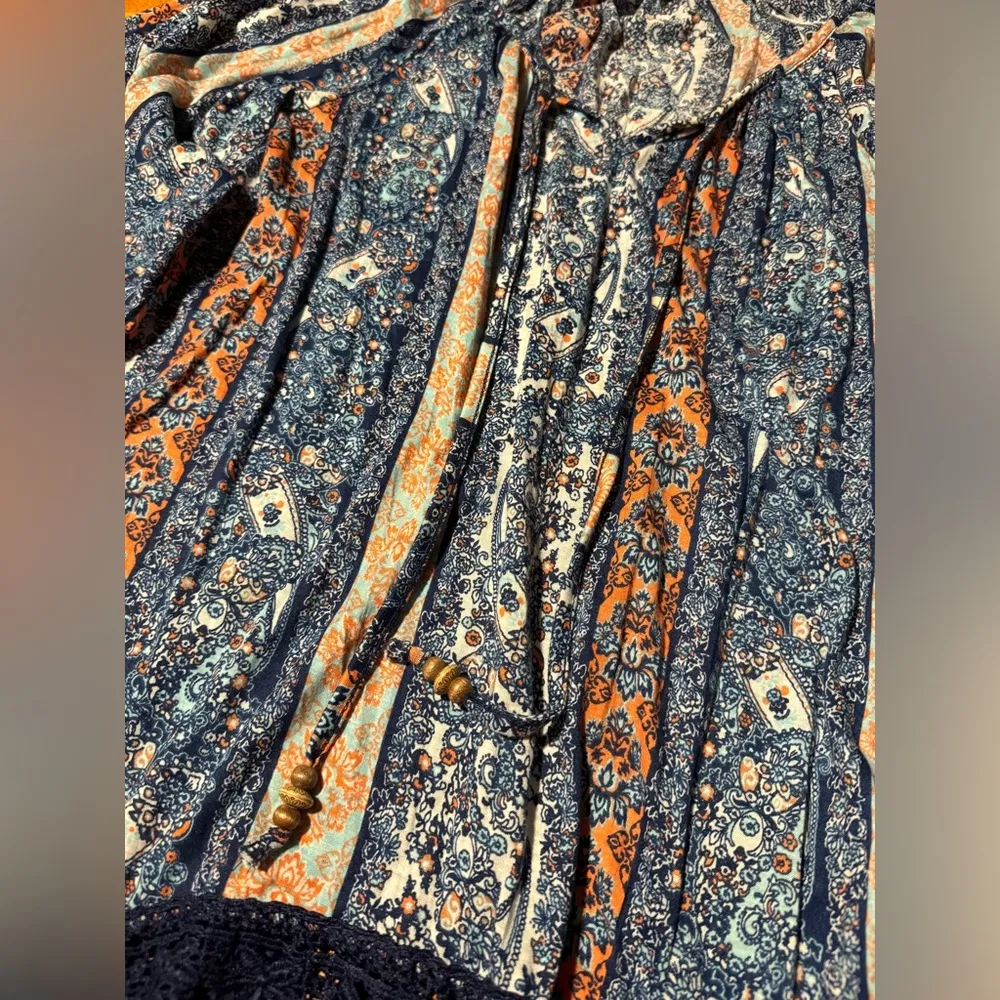 French Laundry blouse with lace hem boho loose fit - Image 2