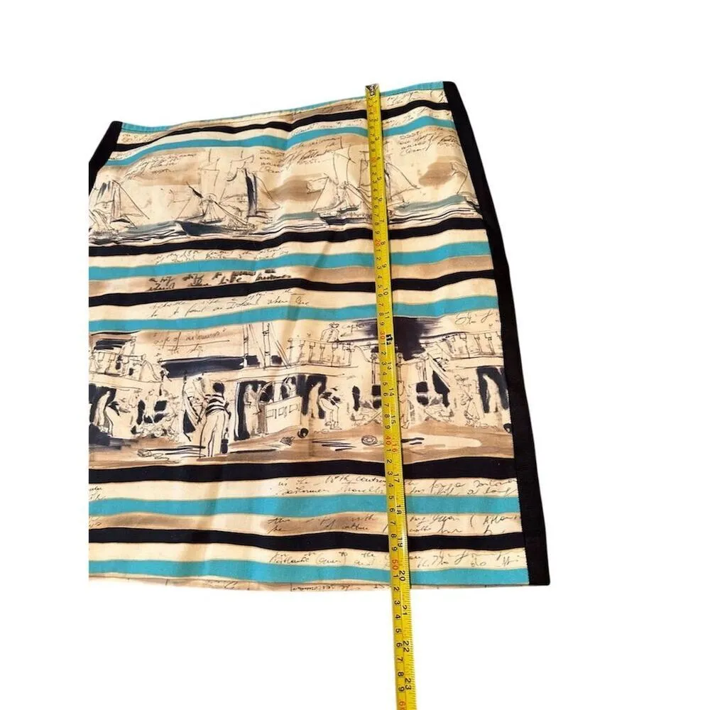 Worth New York Women's Size 8 Nautical Striped Knee Length Skirt Blue - Image 3