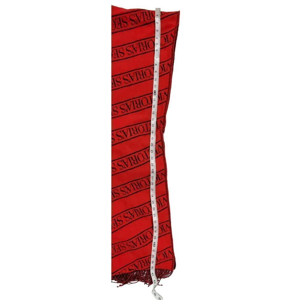 Victoria's Secret Scarf Signature Logo Red One Size Wrap Woven Fringe Gift Cozy - Image 6