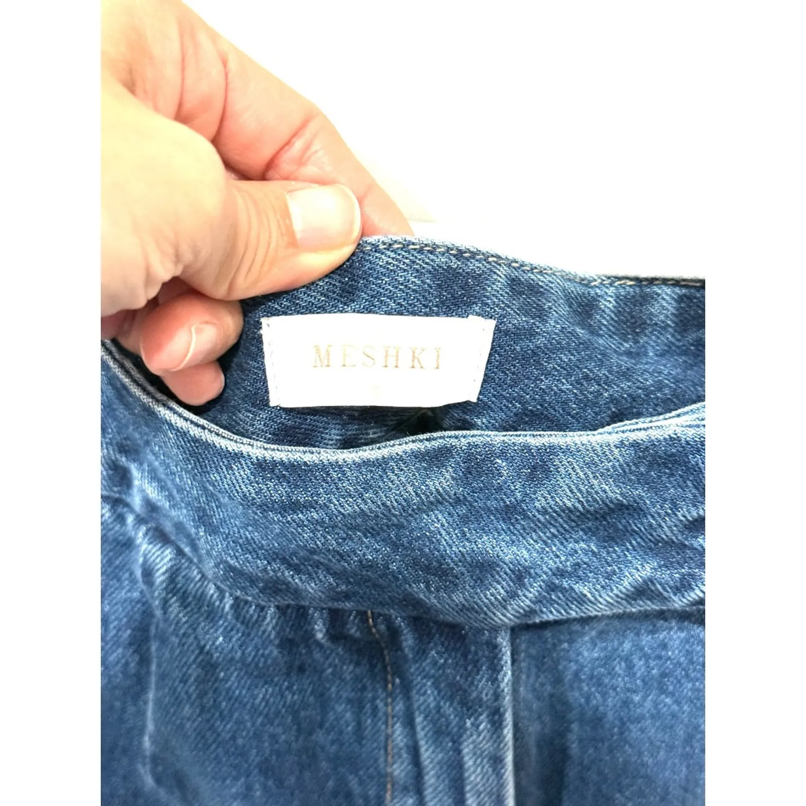 Meshki Abel Button Up Vest & High Rise Short Denim Set Dark Blue Women's Size S - Image 7