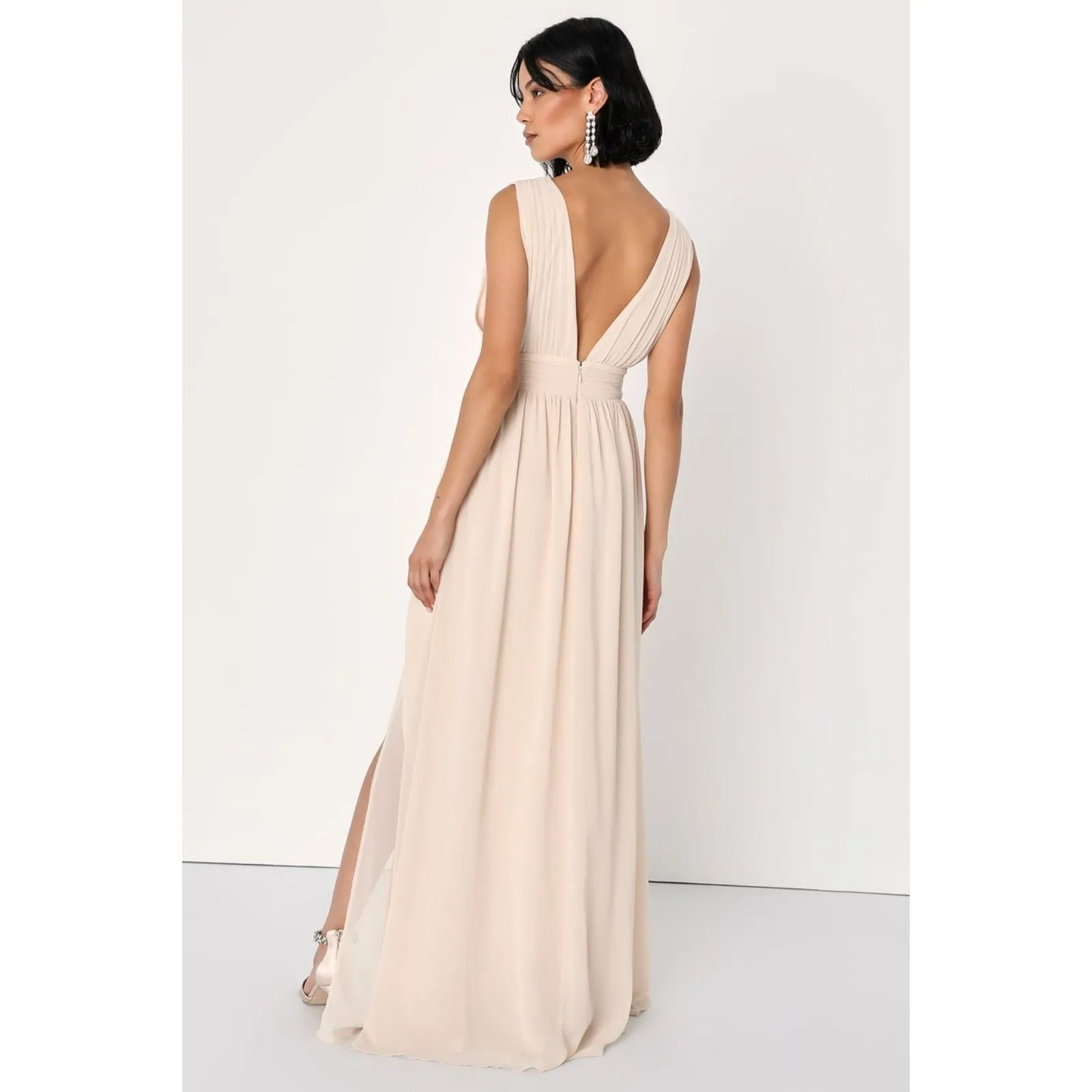 Lulus Heavenly Hues Cream Maxi Dress Size Small - Image 3