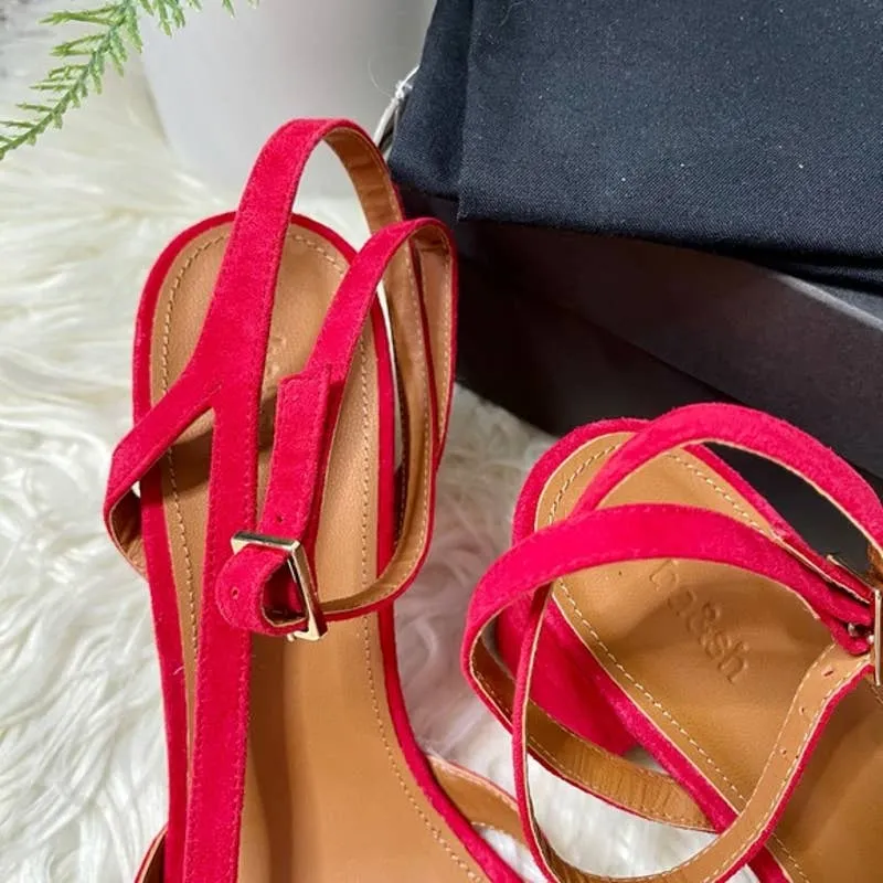 Ba&sh  Red Camelia Block Sandals - Image 5