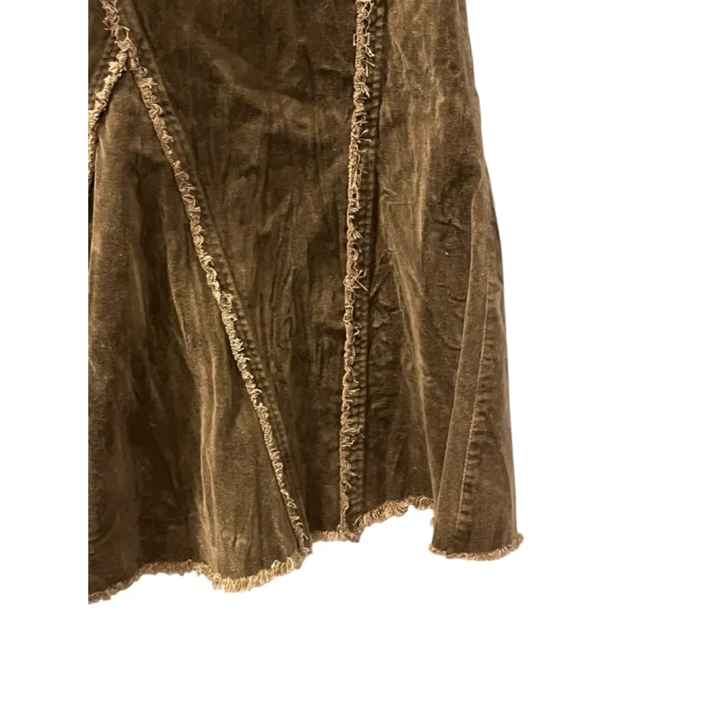 Hazel Anthropologie NWOT Velvet Brown Boho Skirt Women's Size Large Midi Casual - Image 4