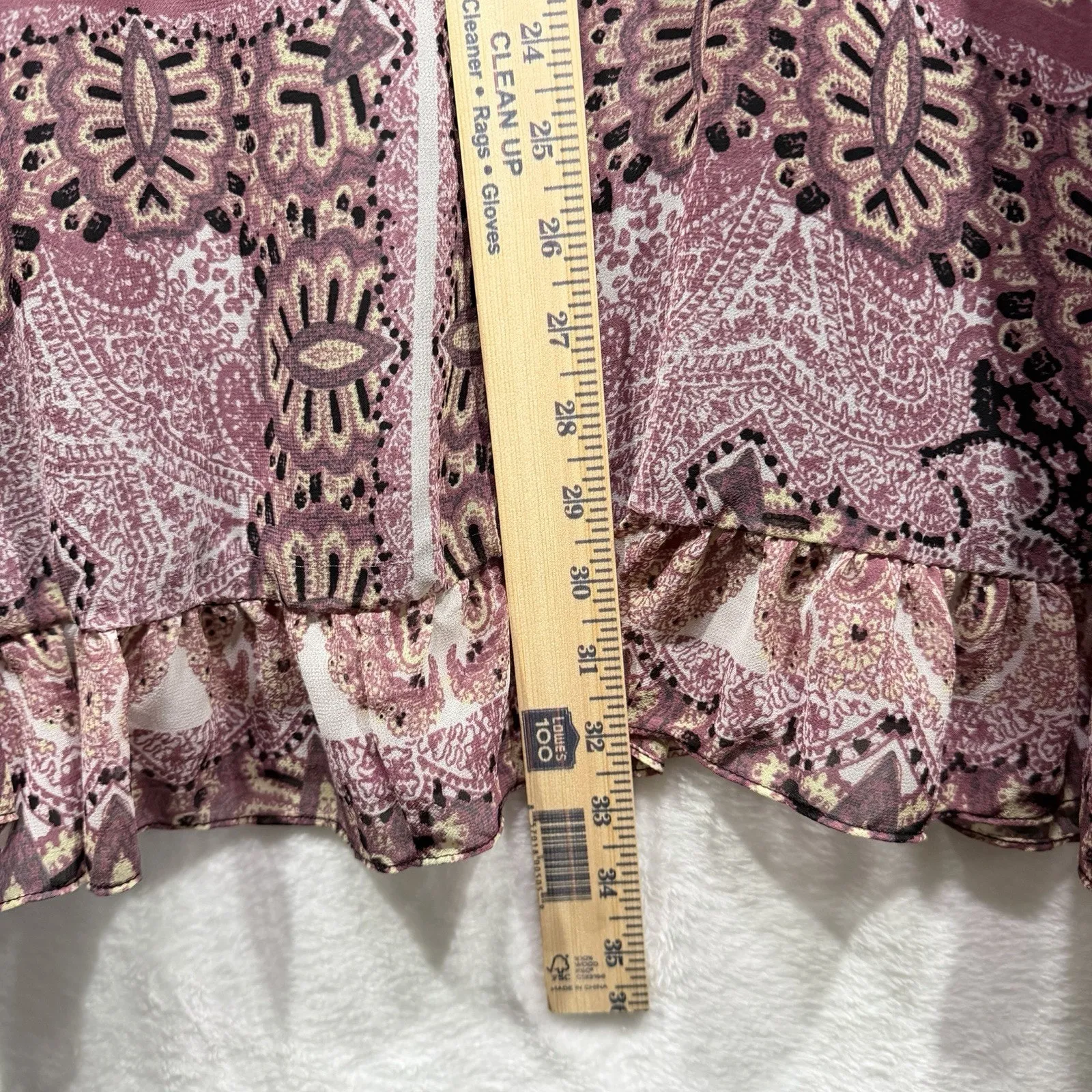 Free People Marla Dreams Paisley Floral Printed Chiffon Mini Dress Ruffle Hem M - Image 7