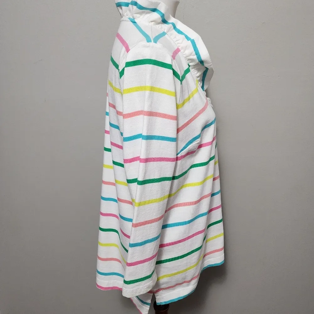 Crown & Ivy Multicolored Stripe Ruffle Collar Top Size Large - Image 3