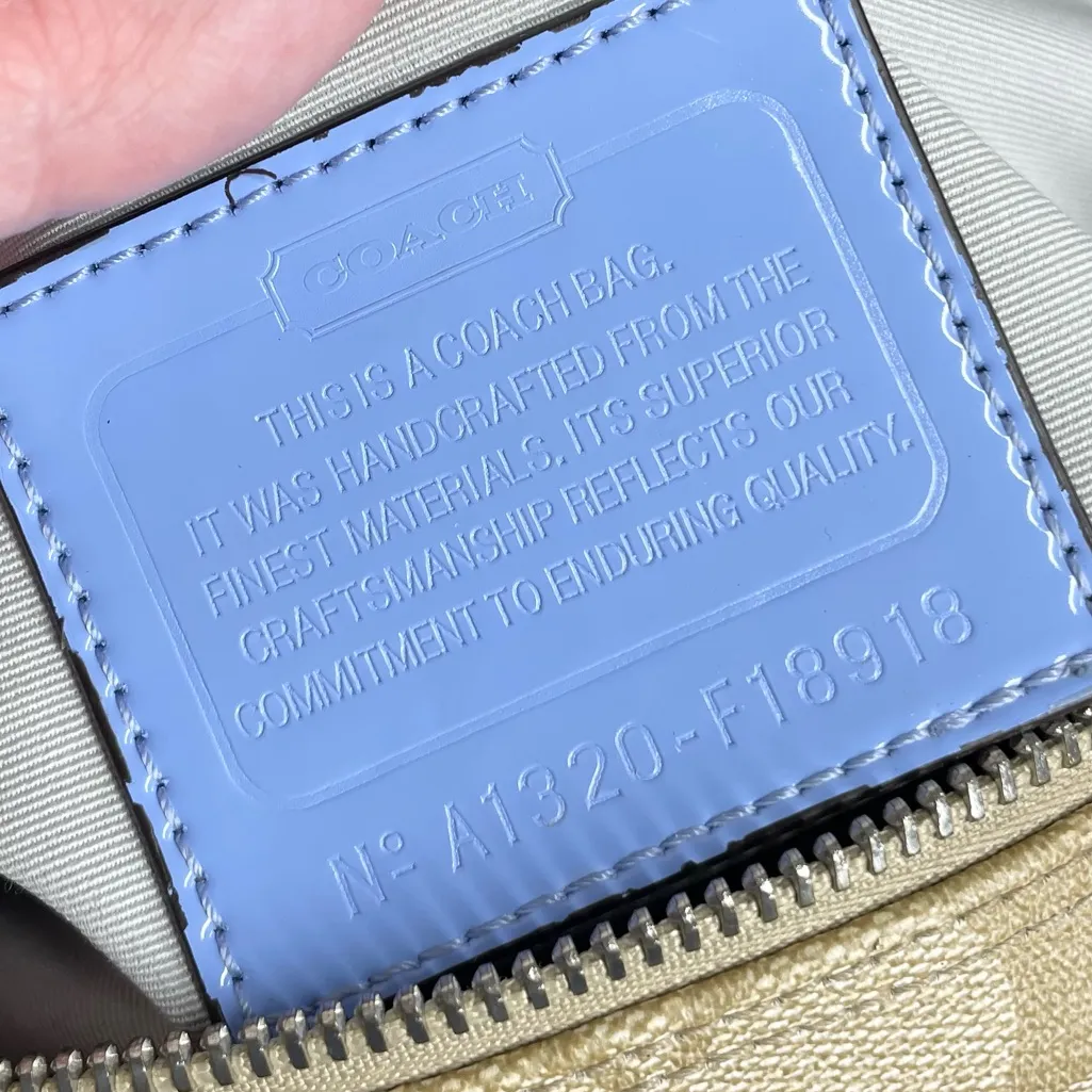 Coach Peyton Satchel Dome Bag Purse Khaki Sky Blue Y2K Signature Print F18918 - Image 8