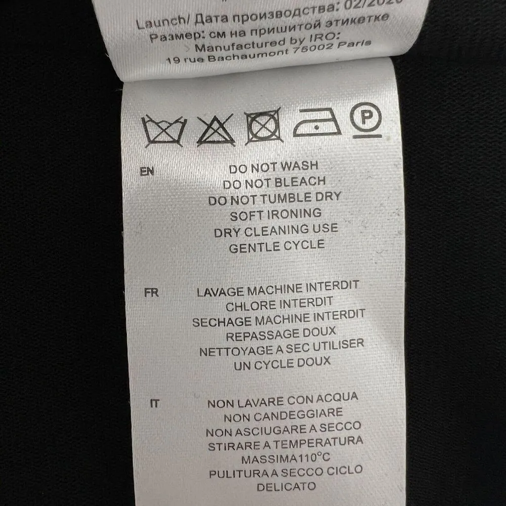 IRO Hime Shimmer Ruffle Bodycon Dress Wrap Black Sparkle Cocktail Size 42/XL - Image 10