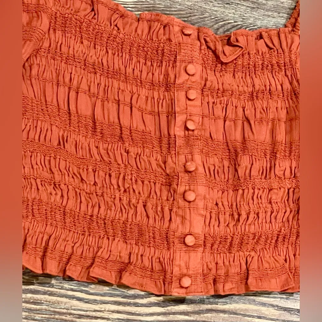 GIANNI BINI Rylee Square Neck Rust Button Front Long Sleeve Blouse - Small - NWT - Image 8