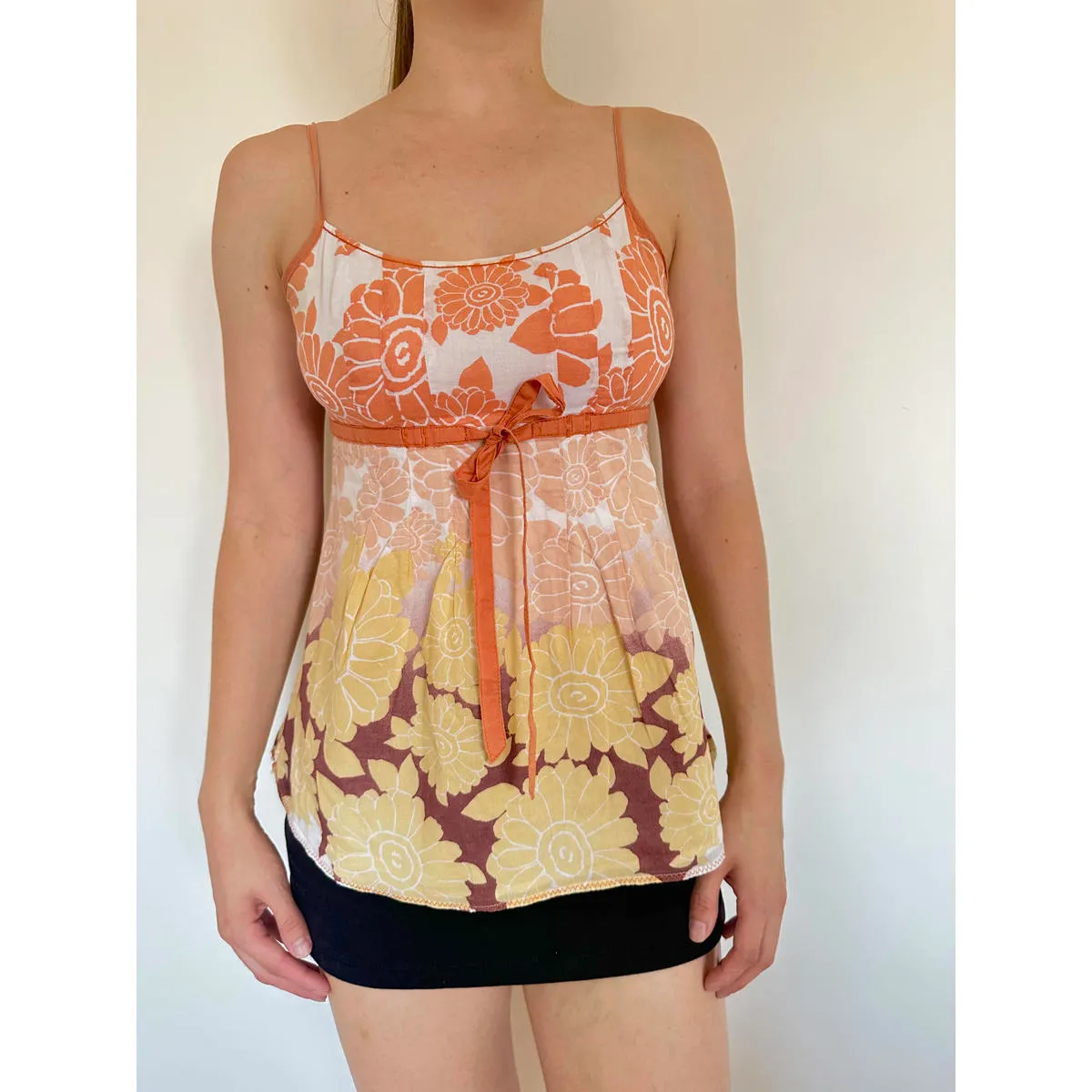 Vintage Esprit Orange Floral Bow Cami - Image 2