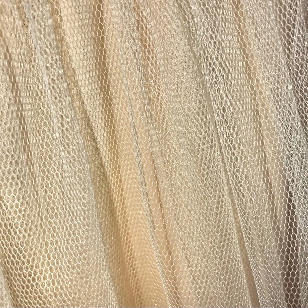 L’ATISTE Champagne Sleeveless Beaded Floral Lace & Tulle Mini Dress - Image 5