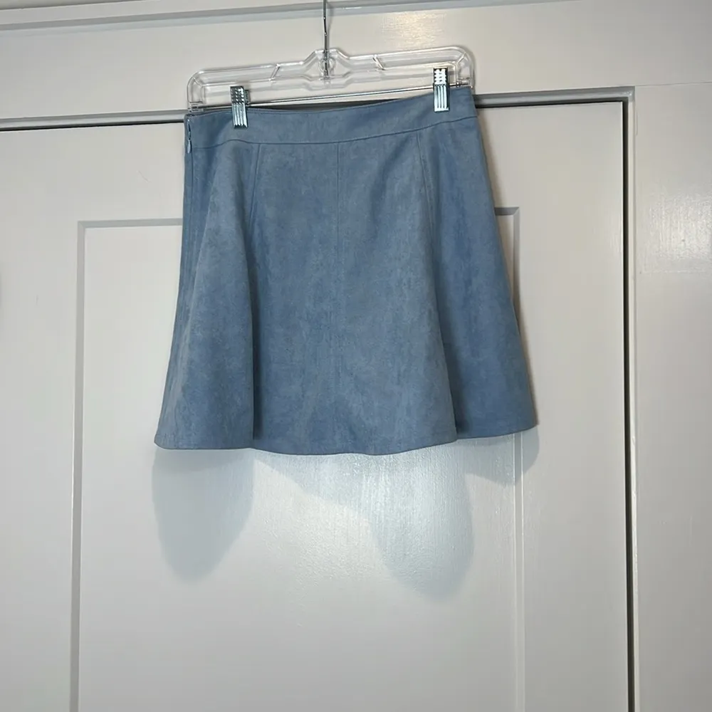 She + Sky Light Blue faux suede Skater Skirt size medium - Image 5