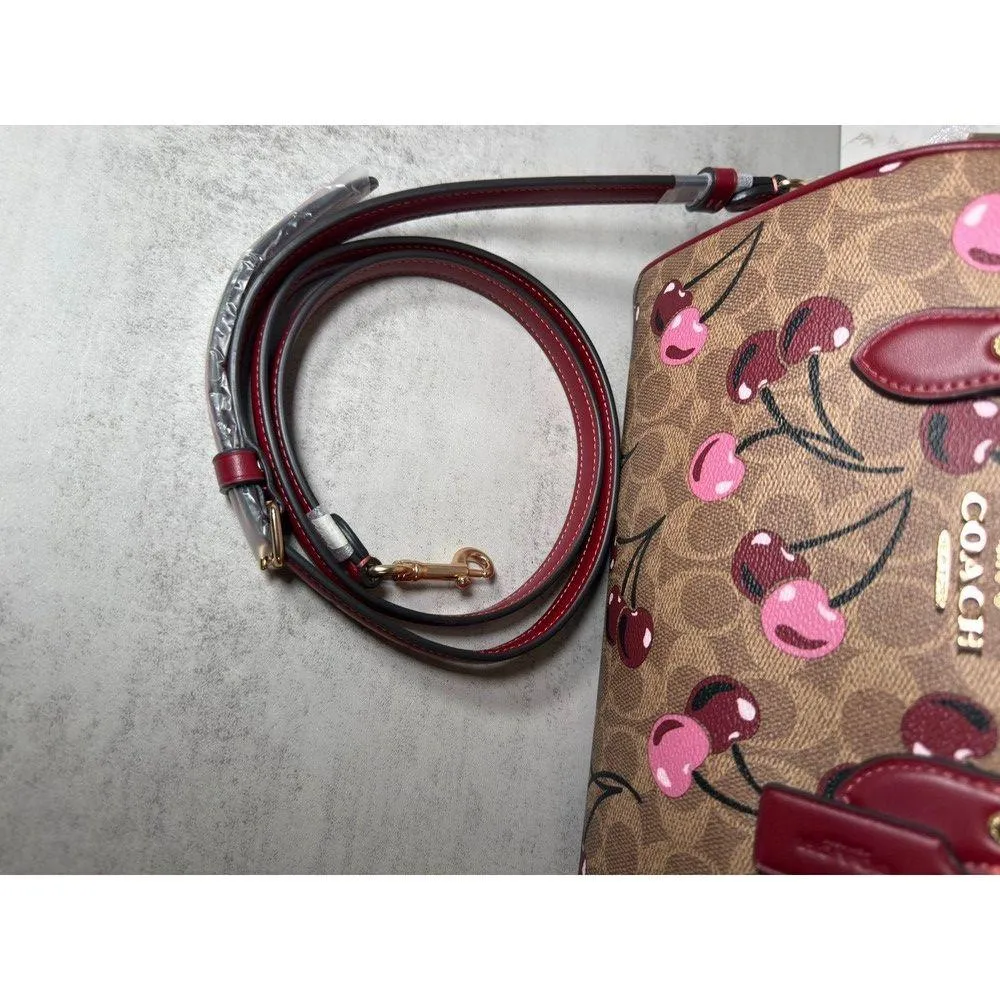 Coach Rowan Satchel Bag in Signature Canvas with cherry print - Image 11