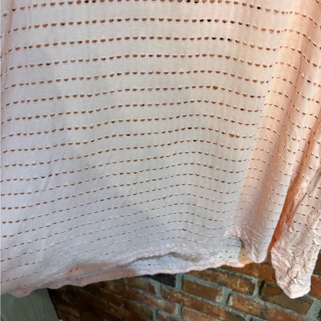 Balance collection womens open knit hooded swim cover -up peach pink L - Image 2