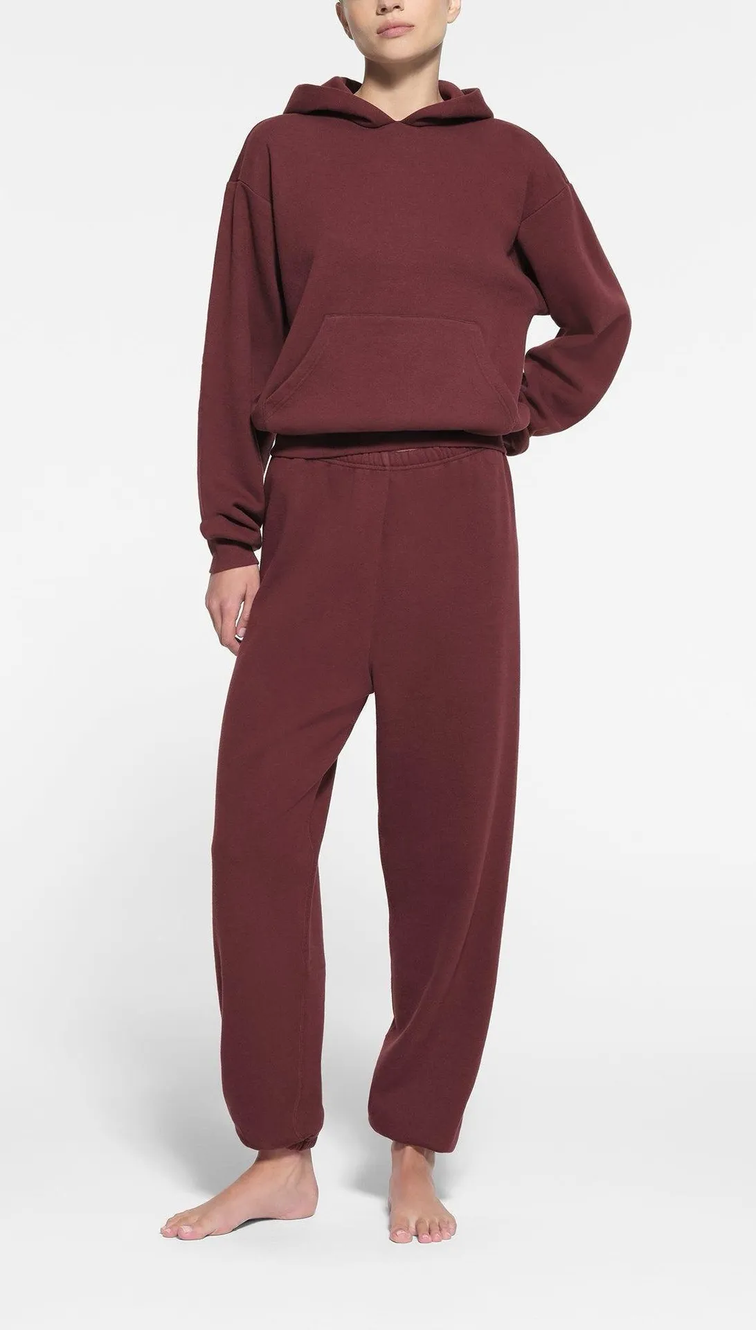 Oxblood Cotton Fleece Joggers - Image 7