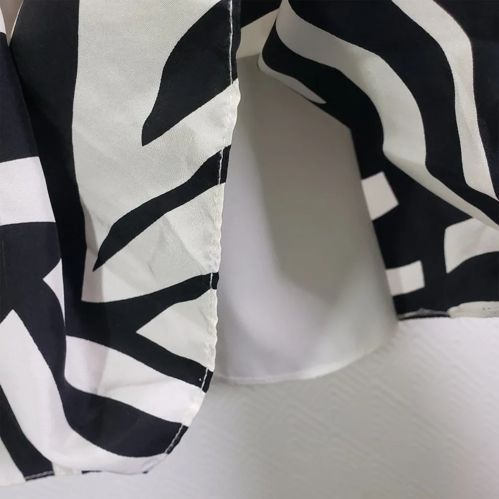 JULIE HAUS Size 8 White, Black Abstract Print Pleated, A - Image 7