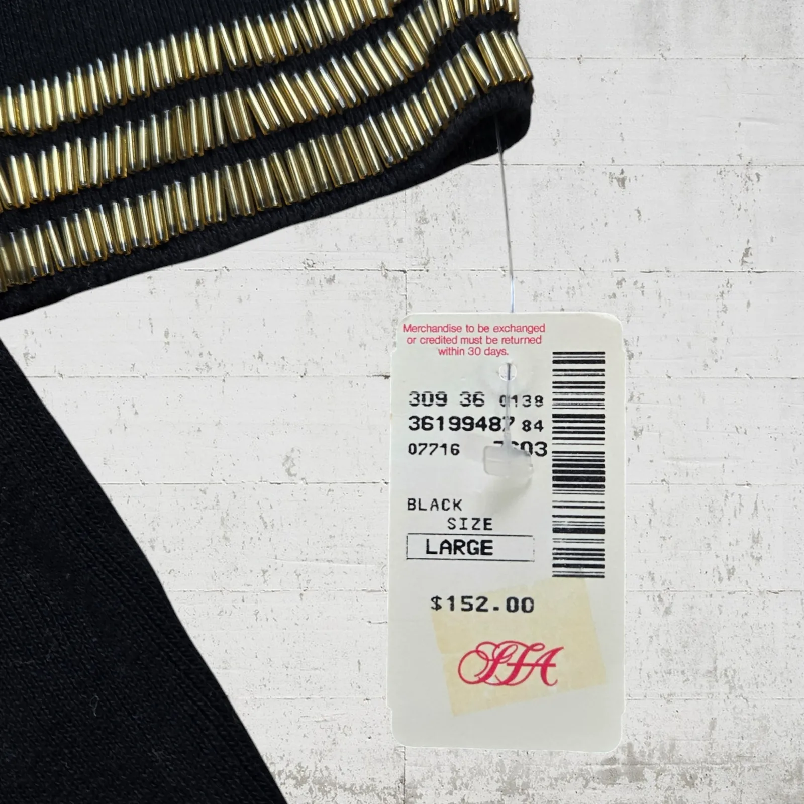 80s Vintage Anne Klein Deadstock Black Beaded Mock Neck Knit Sweater Size Large - Image 8