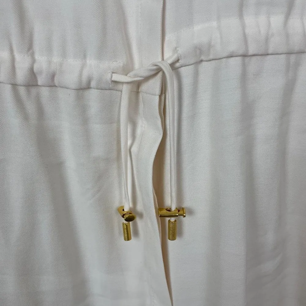 H&M White Tie Waist Collared Button Up Dress‎ Classic Basic Minimal Preppy - Image 3