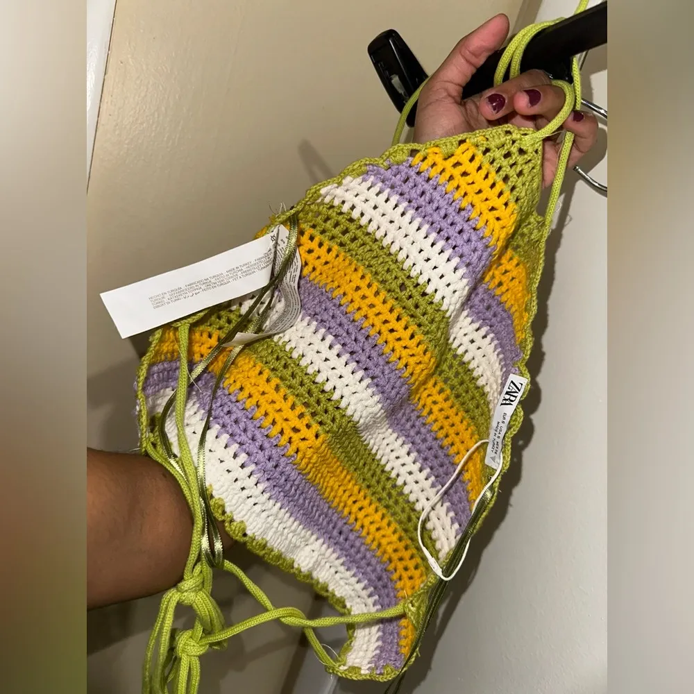 Crochet Halter Crop Top Striped - Image 6