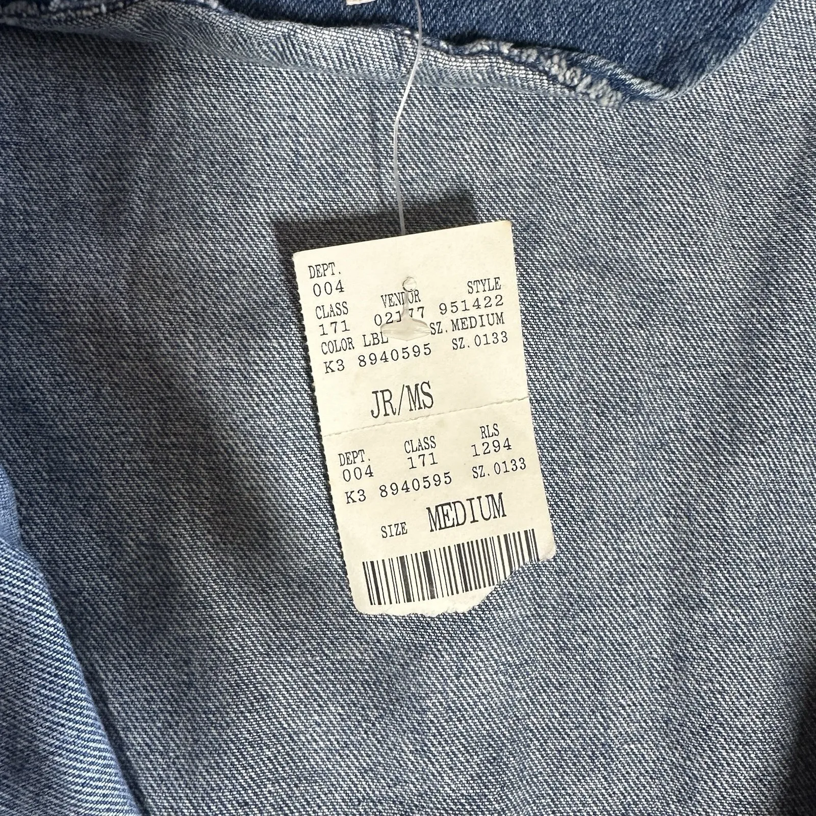 NEW Vtg 90s Stefano Womens Oversize Denim Barn Jean Jacket Plaid Trim Hood Sz M Blue Size M - Image 5