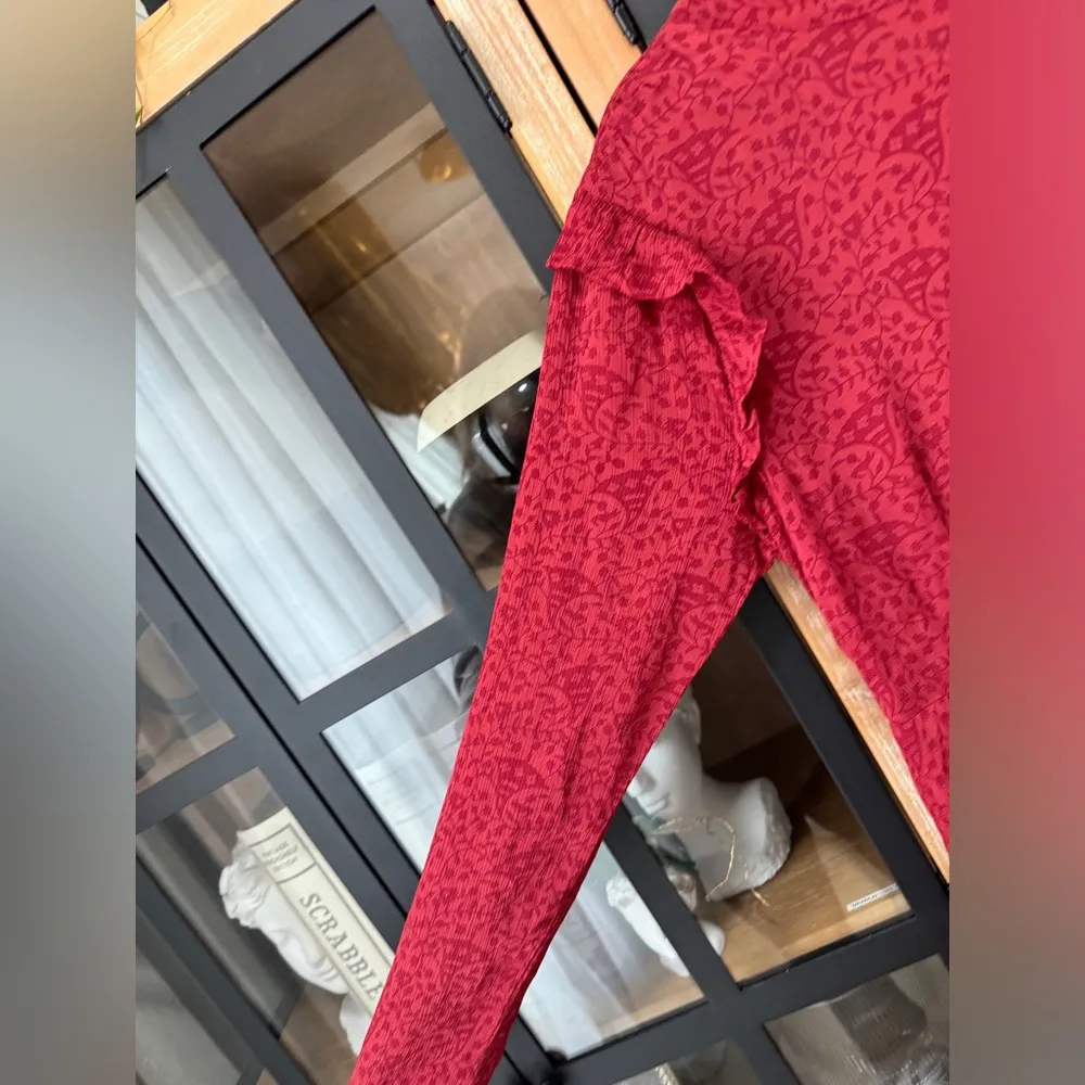 Cleobella Dixie Mini Dress Kerala Block Print long sleeve ruffle bow mock neck - Image 9