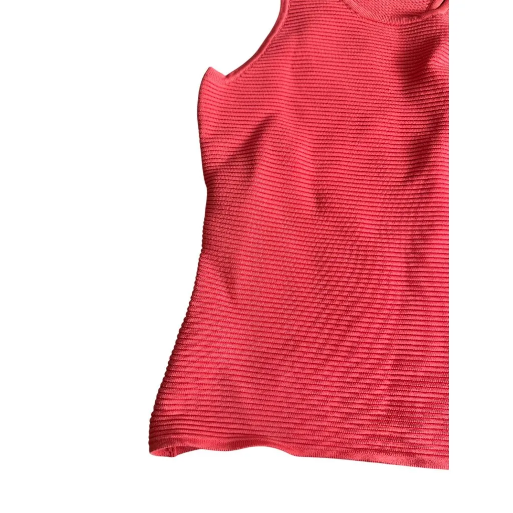 JONATHAN SIMKHAI Coral Ribbed Cutout Back Ribbed Tank Size Small Red - Image 3