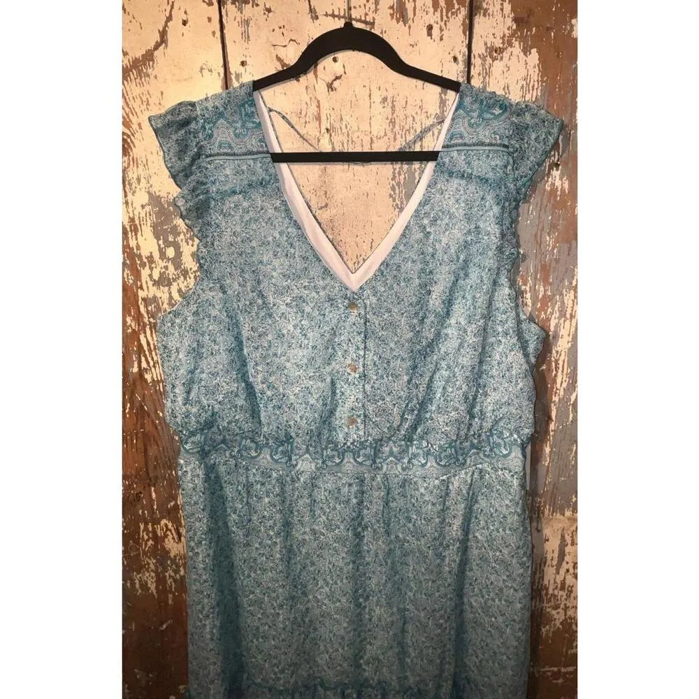 NWT Luxology size 2X blue floral sleeveless dress - Image 2