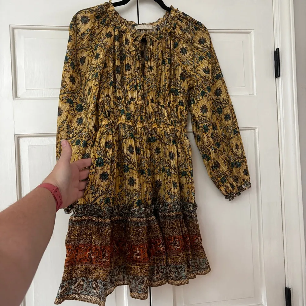 ULLA JOHNSON Val Daylily Yellow Mini Dress Floral Print Cotton Voile Size‎ 00 XS - Image 5