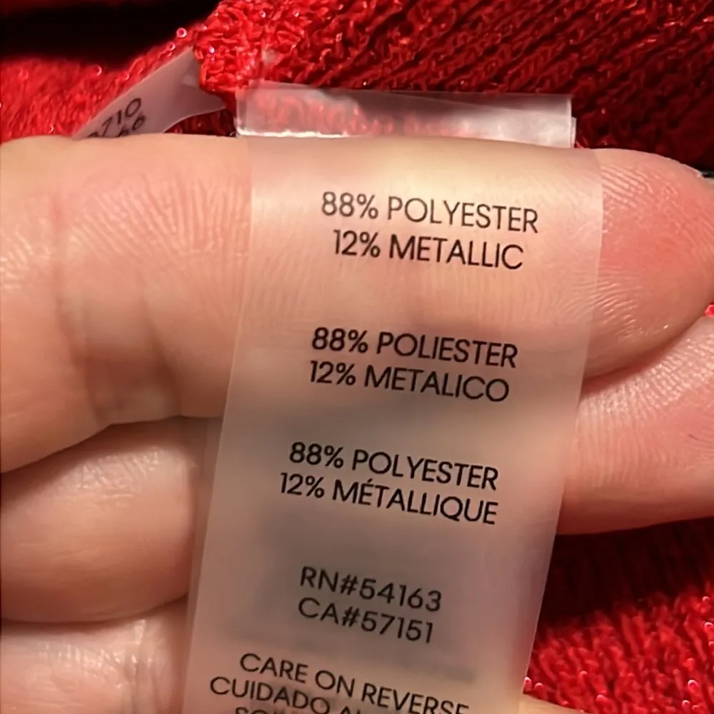 Calvin Klein medium red dressy pullover v-neck sweater ruched bottom sparkly NWT - Image 9