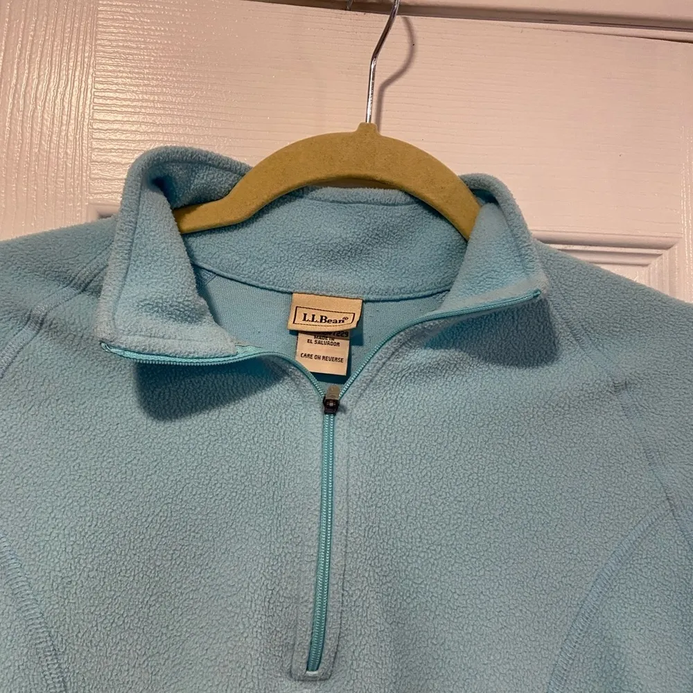 L.L. Bean Size S Aqua Blue Mock Beck Long Sleeve Quarter Zip Pullover Fleece Top - Image 2