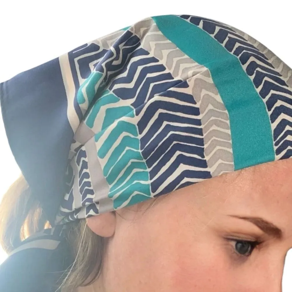 Vintage Totes Rain Scarf Water Repellent Acetate Crepe Blue Teal Beige Accessory Tan - Image 3