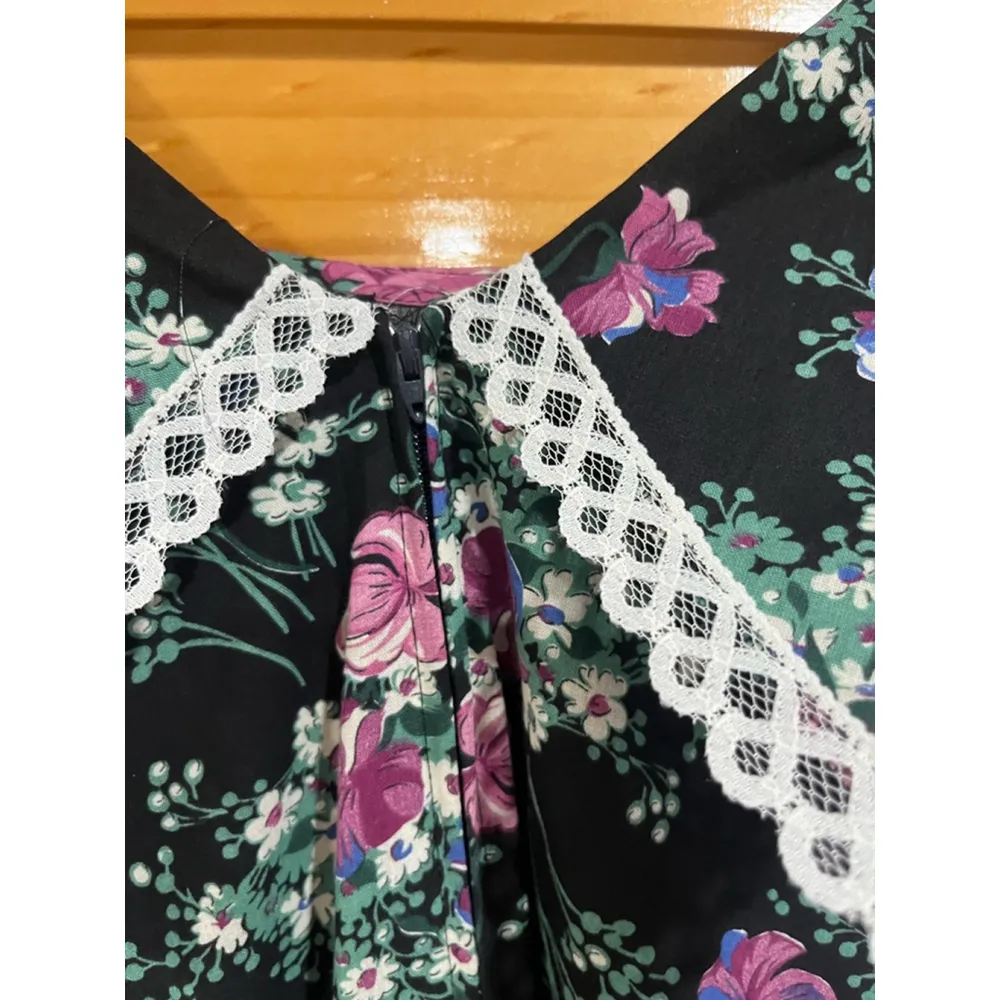 Vintage Pearls CottageCore Puff Sleeve Crochet Detail Maxi Body Dress Size 2X - Image 6