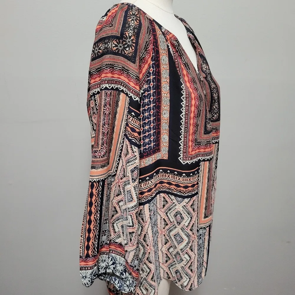 Valerie's Stevens mixed media patterned peasant blouse size xl - Image 3