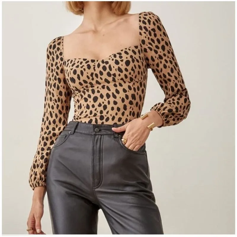 Reformation Reign Top in Bobcat Animal Print Size 0 - Image 3