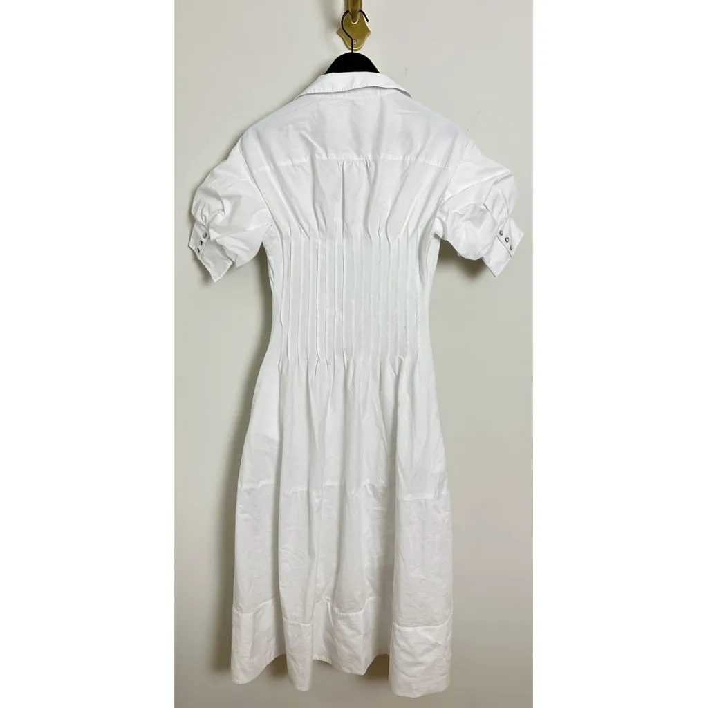 CINQ À SEPT Monty Pleated Midi Dress in White Size US 6 - Image 5