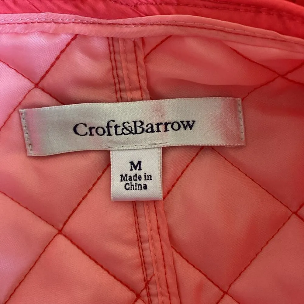 CROFT & BARROW Quilted Jacket Womens Sz Medium Coral Full Zip Cabincore Heritage - Image 7