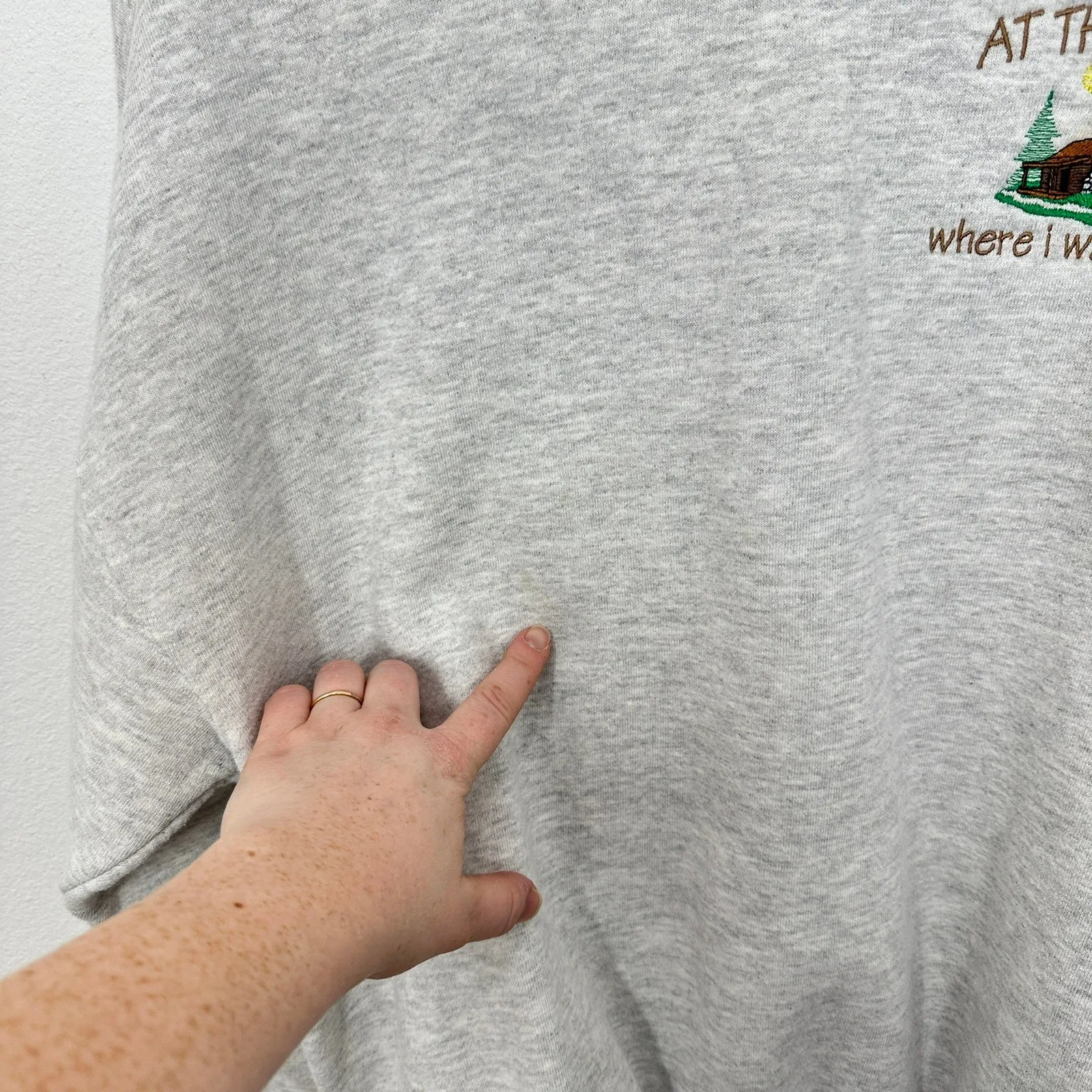 Jerzees Super Sweats Womens XL Gray Embroidered Cabin Sweatshirt Cabincore Cozy - Image 5