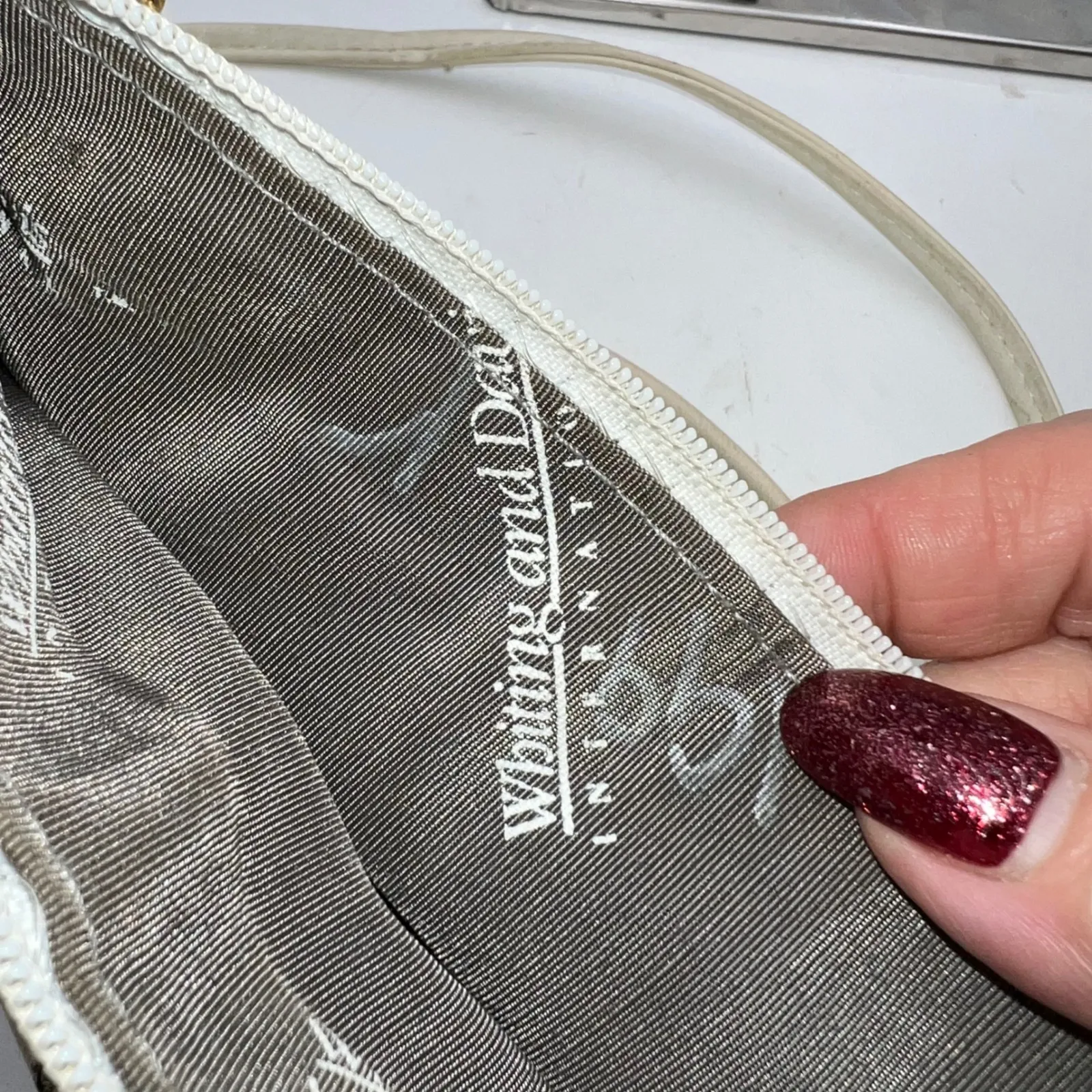 Whiting and Davis Vintage White Mesh Evening Bag Clutch Purse Gold Charm - Image 14