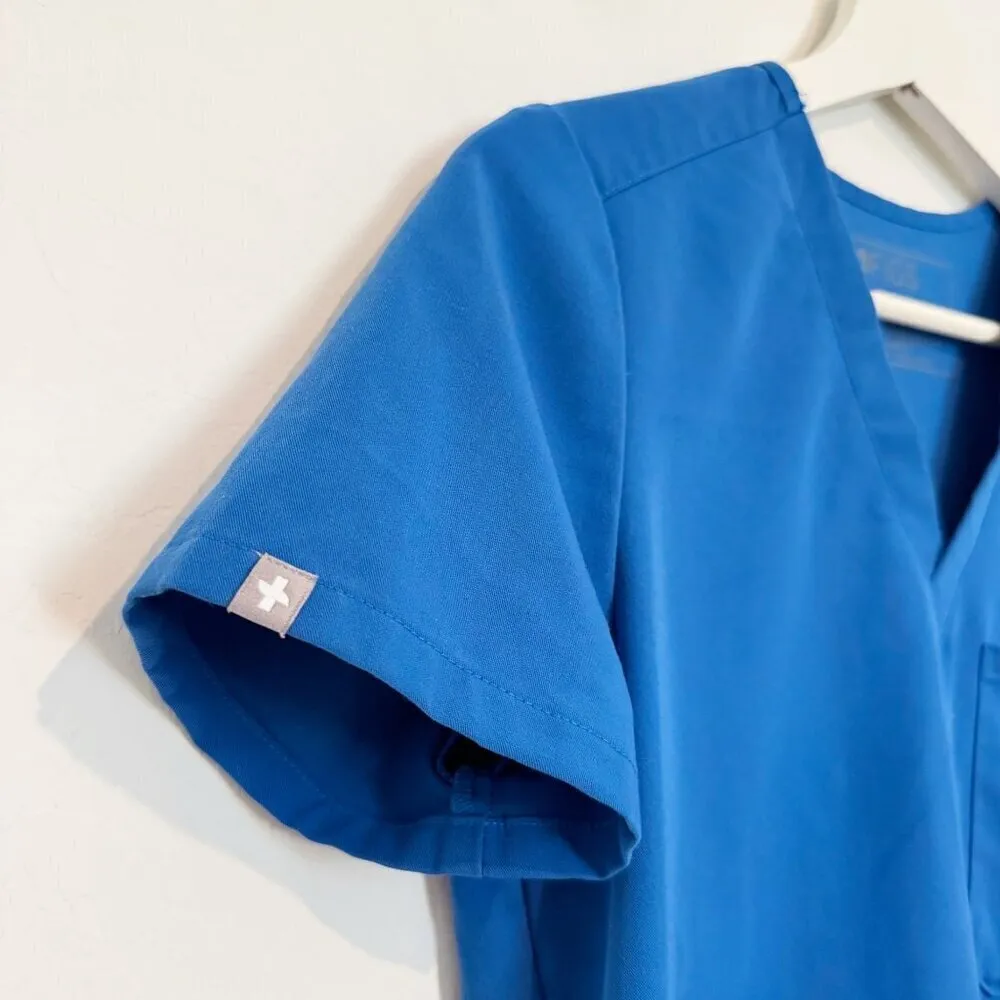 Figs Catarina One Pocket V-Neck‎ Classic Fit Medical Scrub Top in Blue Size XS - Image 4