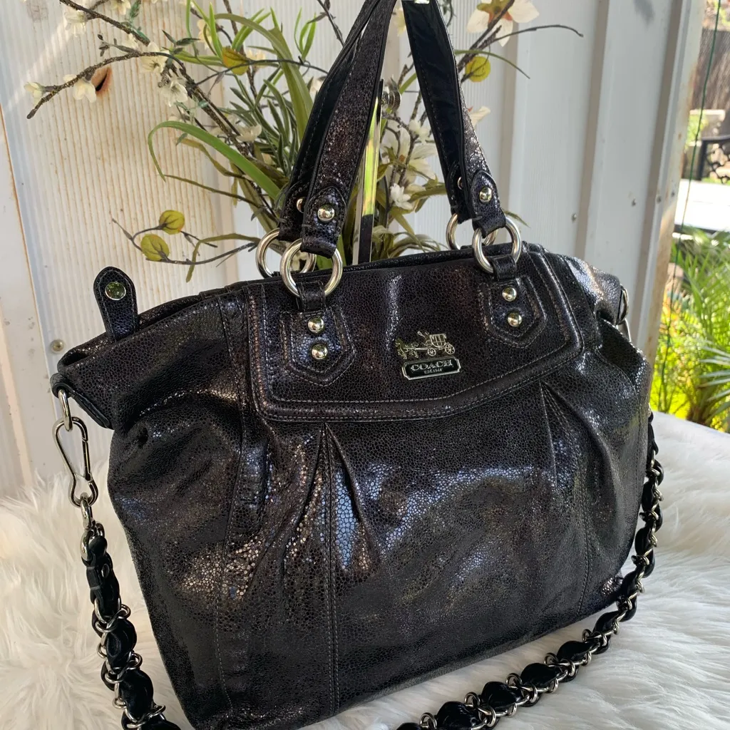 *RARE* Coach LMT EDITION Madison Audrey, Metallic Black Satchel/Shoulder Bag - Image 4