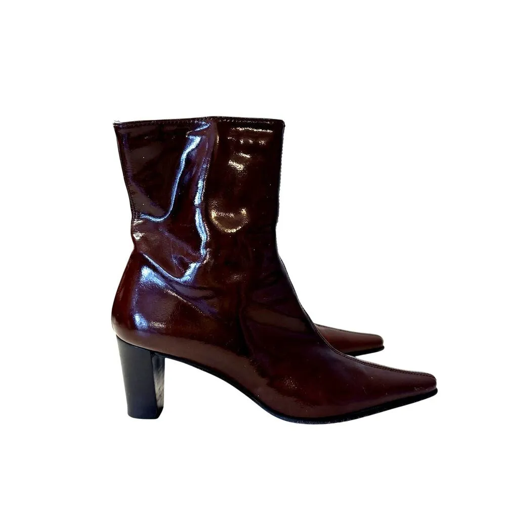 VTG Oxblood Dark Red Luxury Vero Cuoio Pointy Toe Boots Women's Size 6 - Image 3