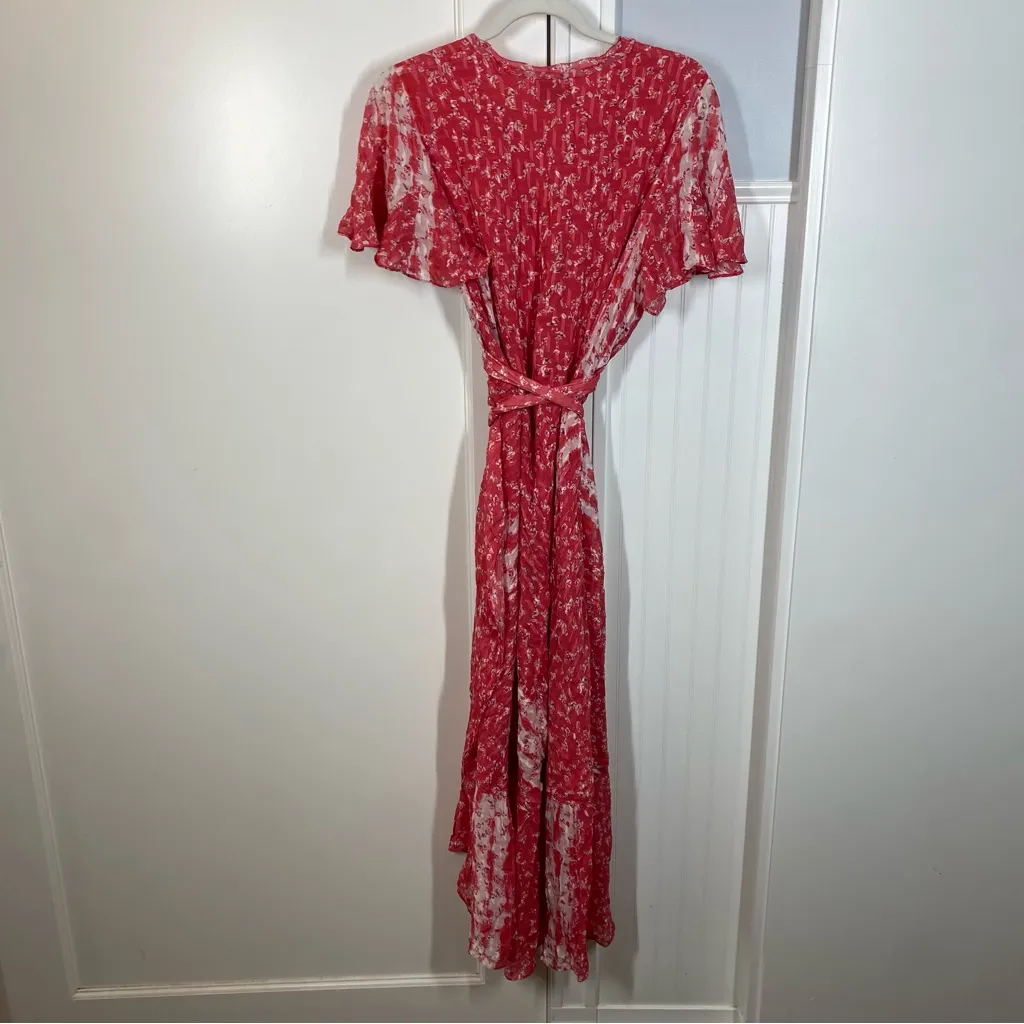 Tanya Taylor Blaire Wrap Dress Floral Silk Cotton Ruffle Flutter Sleeve Midi - Image 11