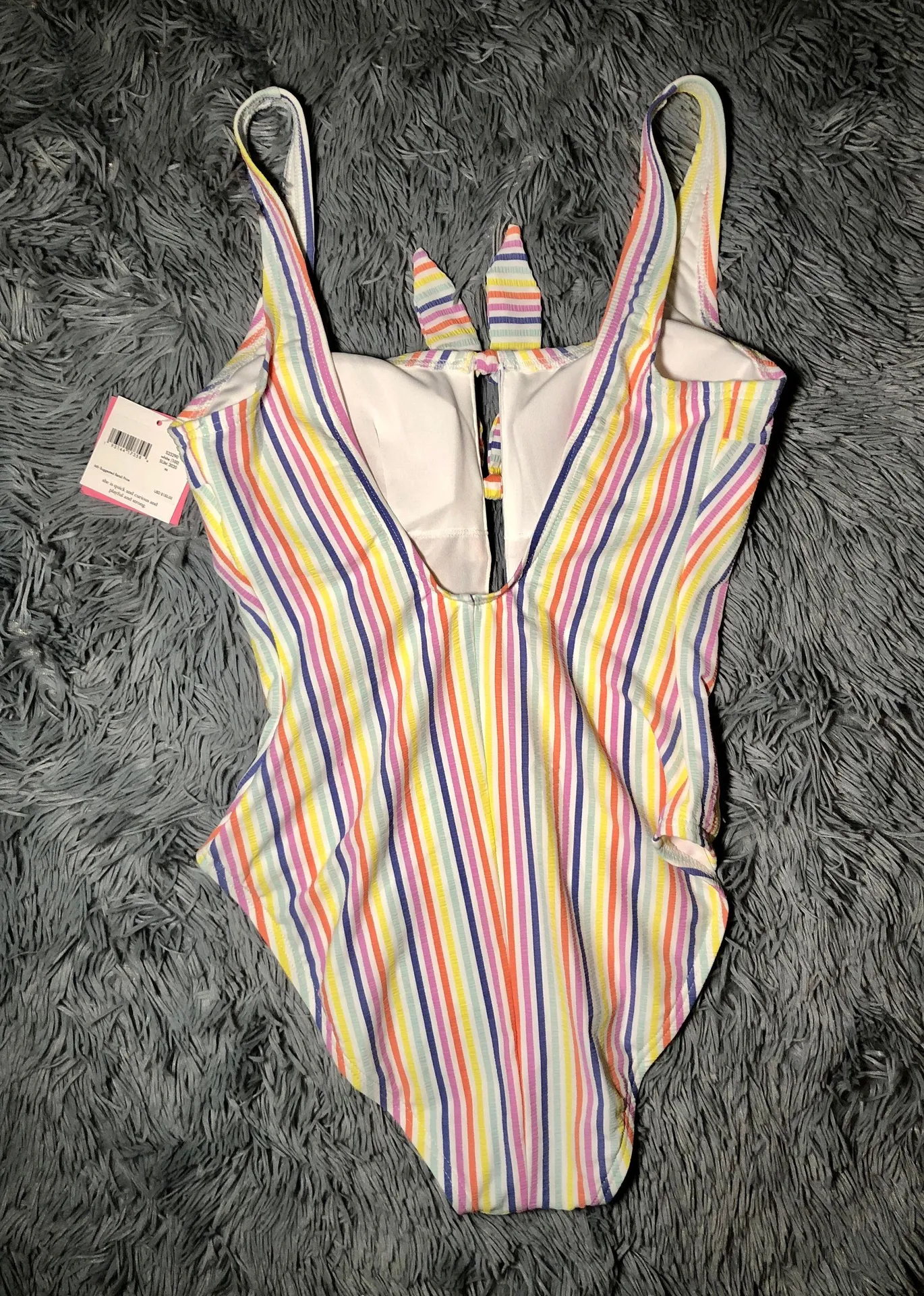 Bunny Tie Striped One-piece Swimsuit - Image 5