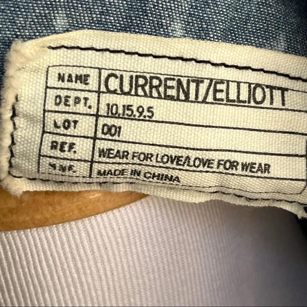 Current /Elliot Perfect Shirt Chambray Button Down W/ Epaulettes Bandana Print 2 - Image 5