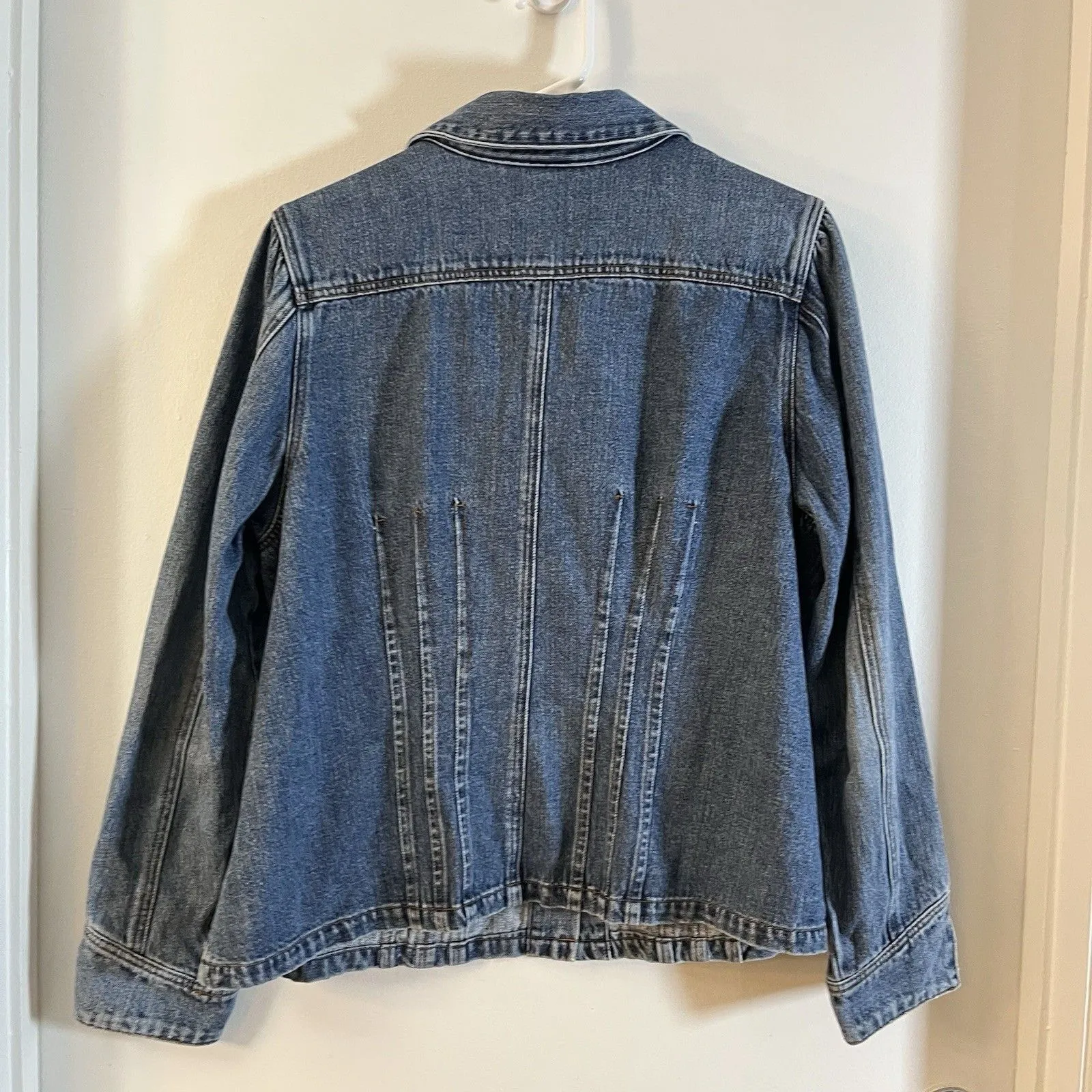 Venezia Corvette Embroidered Denim Jacket Sz L Blue Jean Coat Size L - Image 2