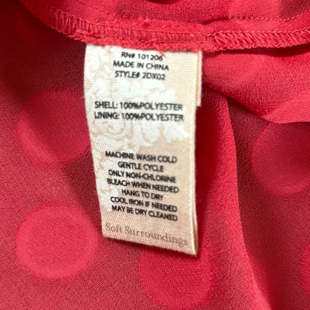 Soft Surroundings Besito Blouse Red Polka Dot Bell Sleeve Womens Medium NEW - Image 11