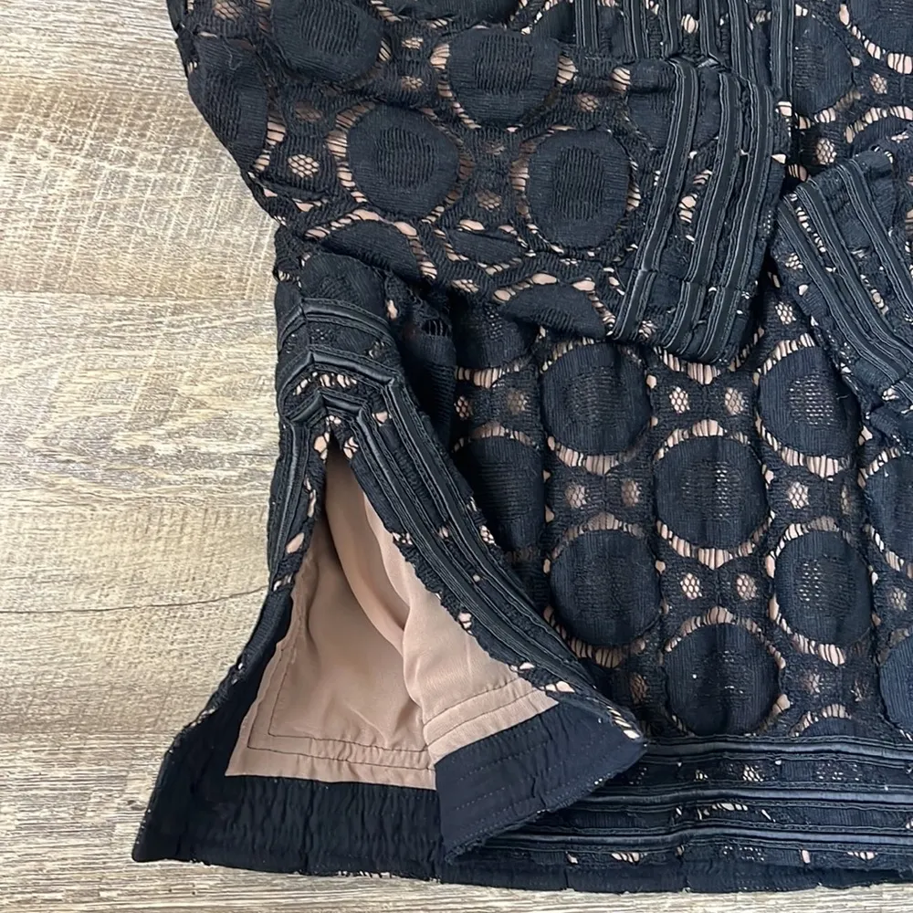 Tory Burch Black & Brown Lace Top Size 2 - Image 5