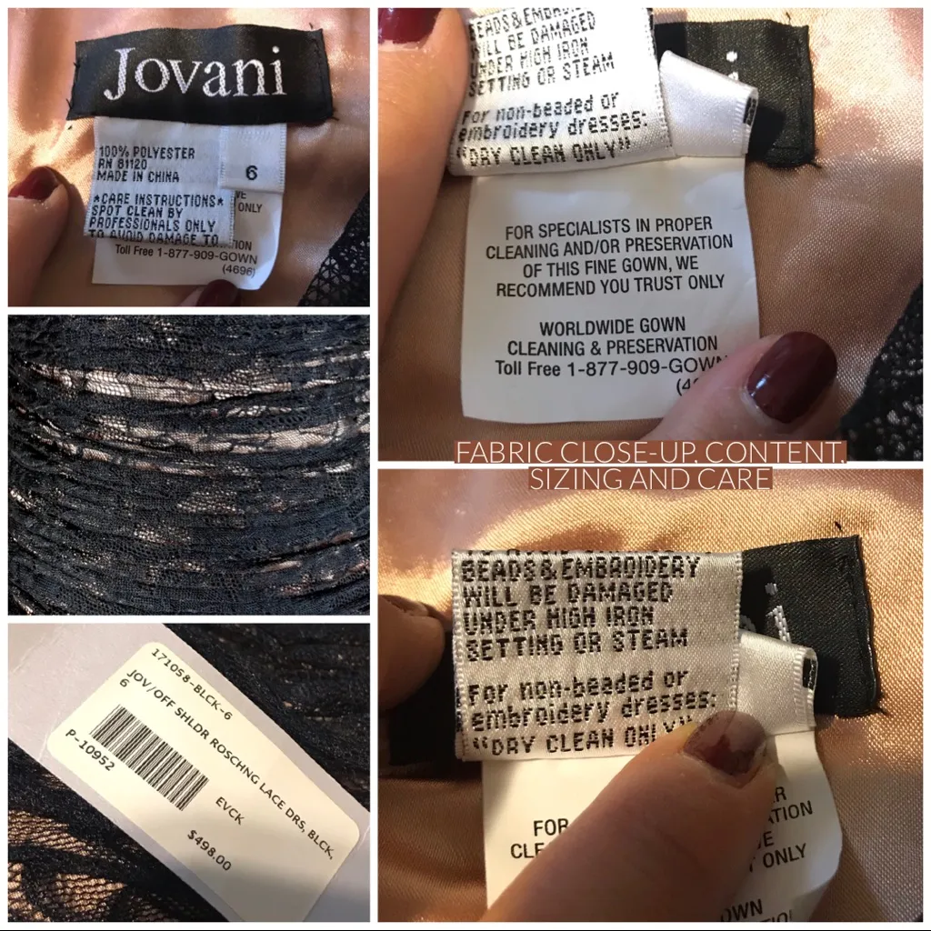 JOVANI BLACK LACE & BLUSH SATIN OFF-THE-SHOULDER COCKTAIL DRESS NWT (6) - Image 12