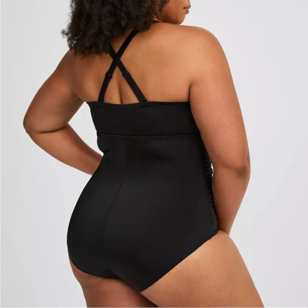 NWT Torrid black lattice front one piece swimsuit black torrid 0 (12) - Image 3