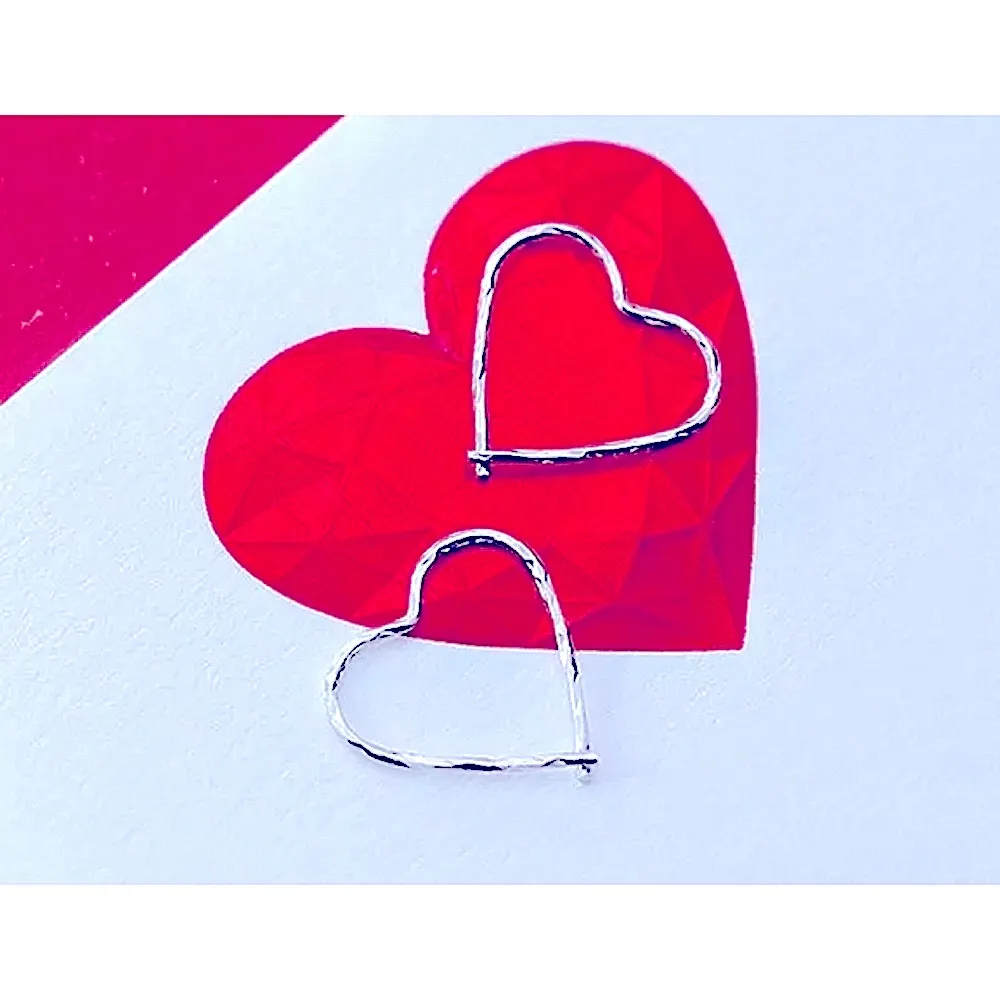 NEW Dainty White Gold Plated 925 Silver Barbwire Heart‎ Hoop Earrings, 1.4cm - Image 11